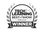 black and white logo of ISTE 2022 best of show award badge