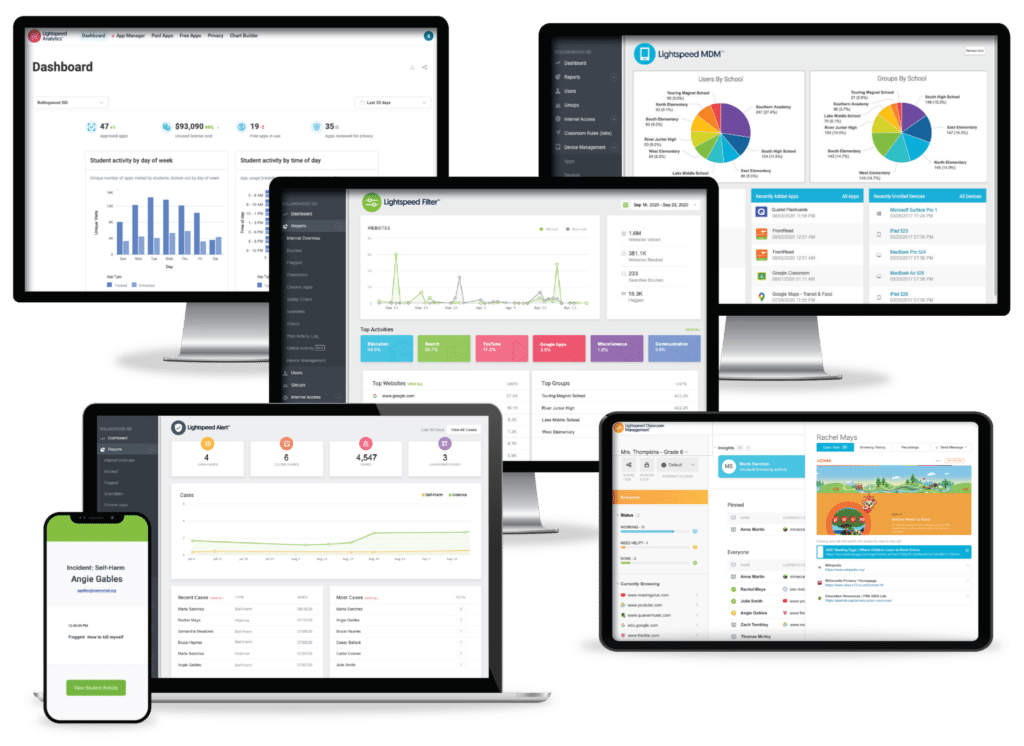 screenshots on desktop and mobile devices for distance learning software